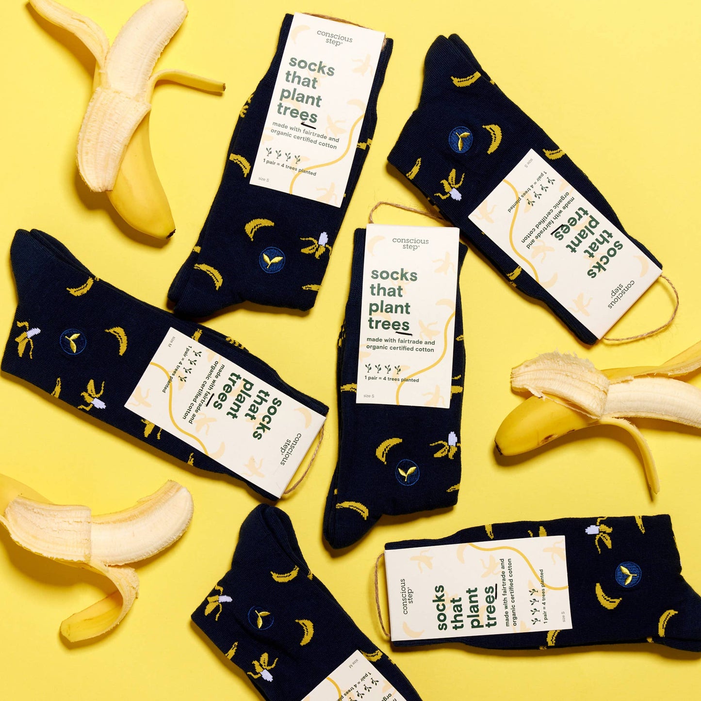 Socks that Plant Trees (Navy Bananas): Medium
