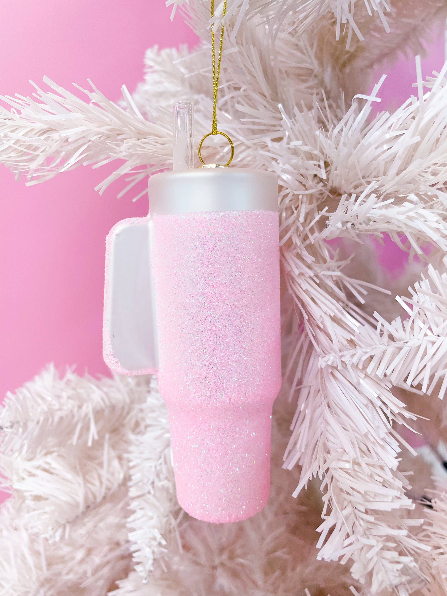 Pink Glittered Tumbler Ornament