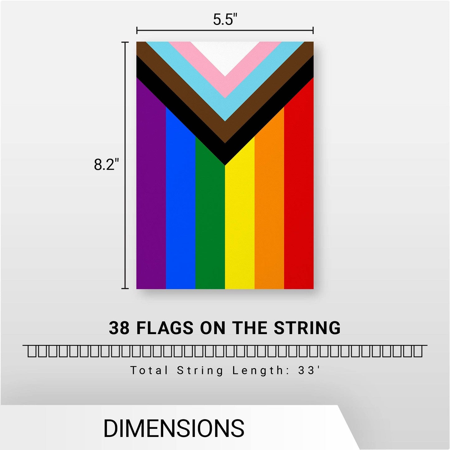LGBTQ Progress Rainbow Pride Bunting Banner | Flag 8.2 x 5.5 Inch, Full String 33 Feet | Printed 150D Polyester, Decorations For Bar, School, Festival Events Celebration: Default Title / 8.2X5.5IN