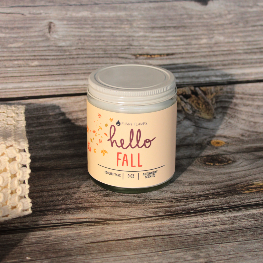 Hello Fall - fall and halloween scented candle gift for bff