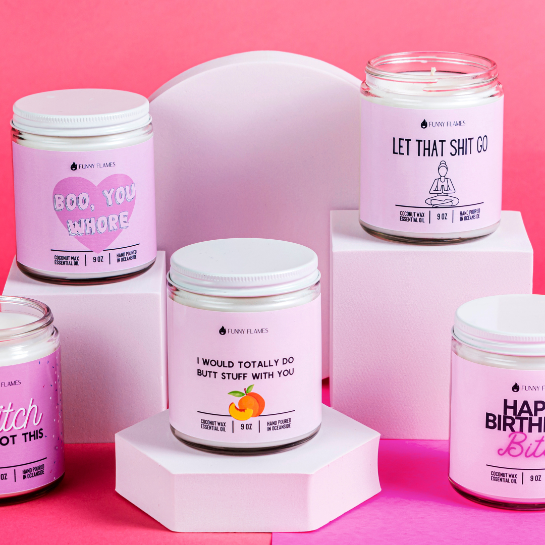 Boo, You Whore- 9oz Funny Pink Candle