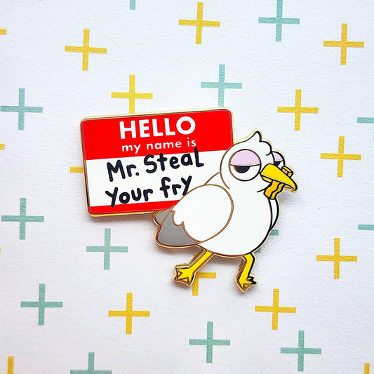 Mr. Steal Your Fry Seagull Enamel Pin