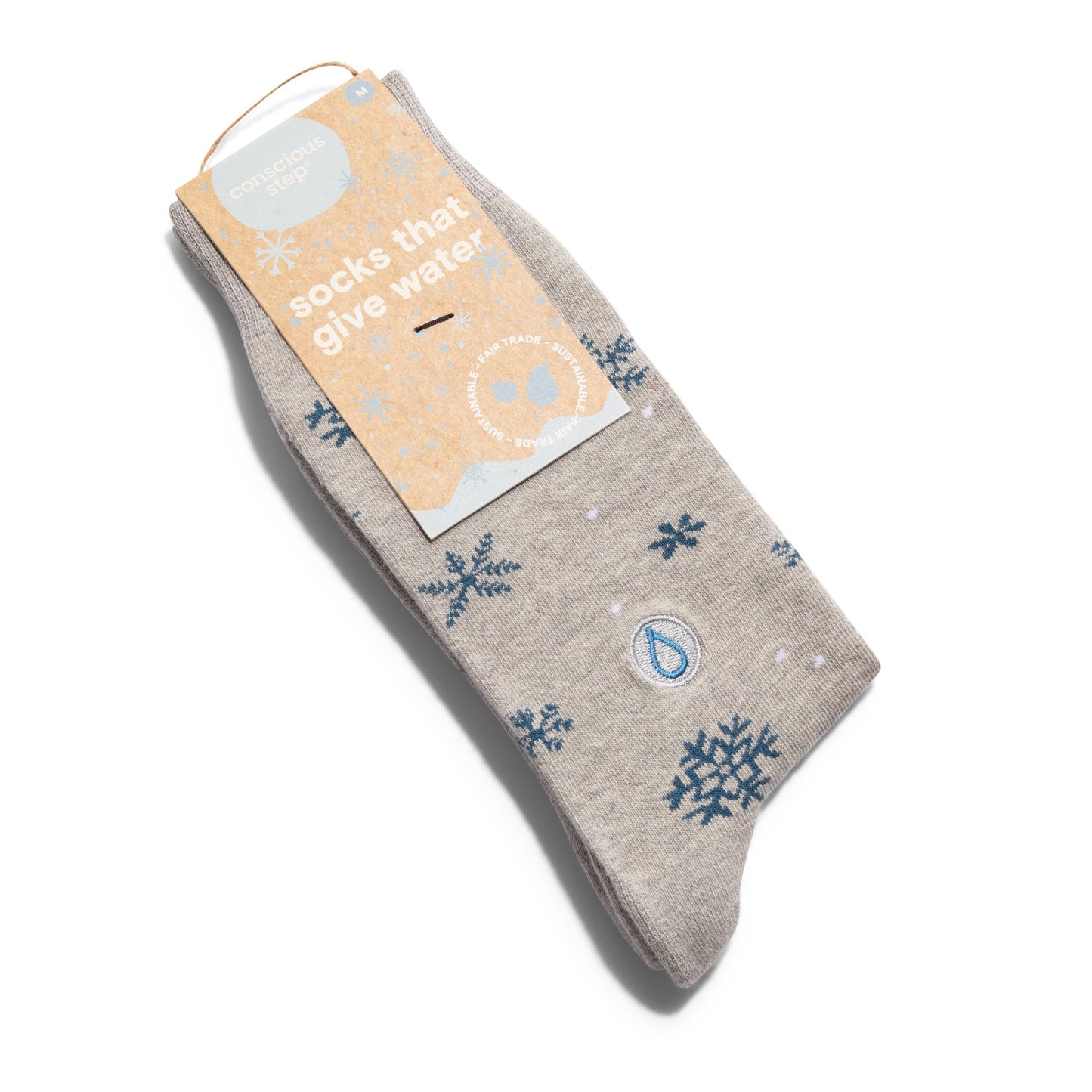 Socks that Give Water (Gray Snowflakes): Medium