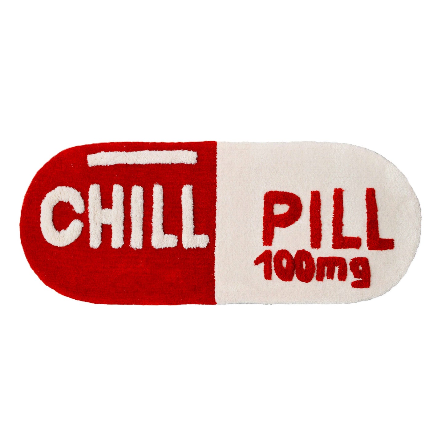 Chill Pill Rug, Hand Tufted Long Bath Mat Runner Non Slip: Red