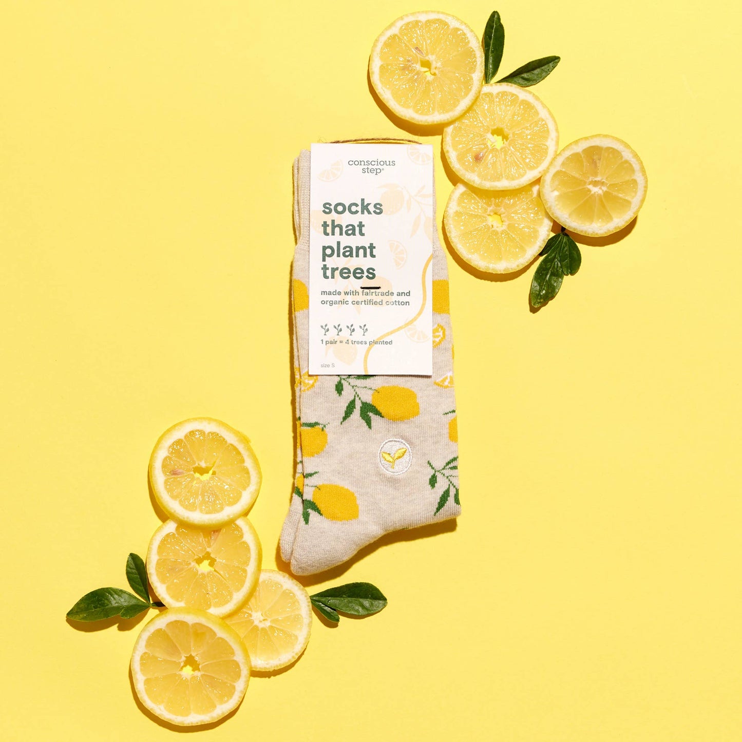 Socks that Plant Trees (Beige Lemons): Medium