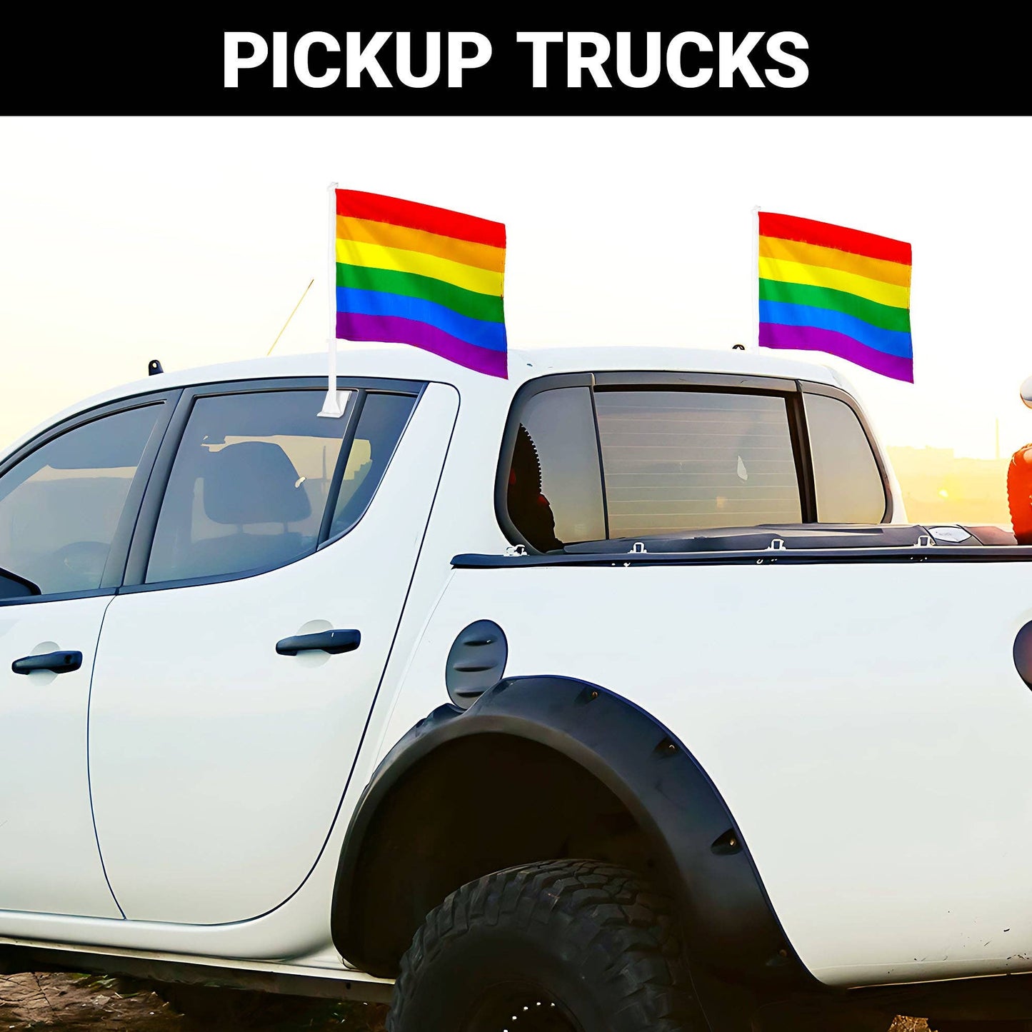 LGBTQ Rainbow Pride Car Flag | 11x17 In | Double LiteWeave Pro Series Double Sided Printed 150D Polyester | Flagpole Included/ 11X17IN