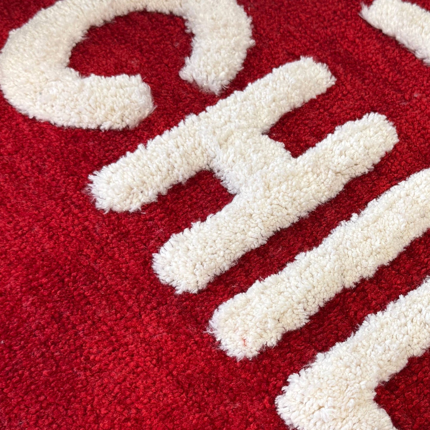Chill Pill Rug, Hand Tufted Long Bath Mat Runner Non Slip: Red