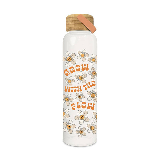 Grow with the Flow Glass Water Bottle with Bamboo Lid