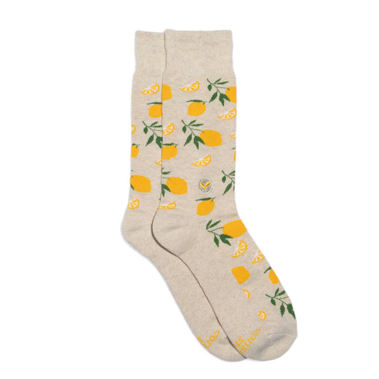 Socks that Plant Trees (Beige Lemons): Medium