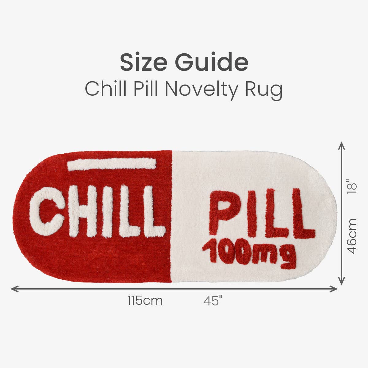 Chill Pill Rug, Hand Tufted Long Bath Mat Runner Non Slip: Red