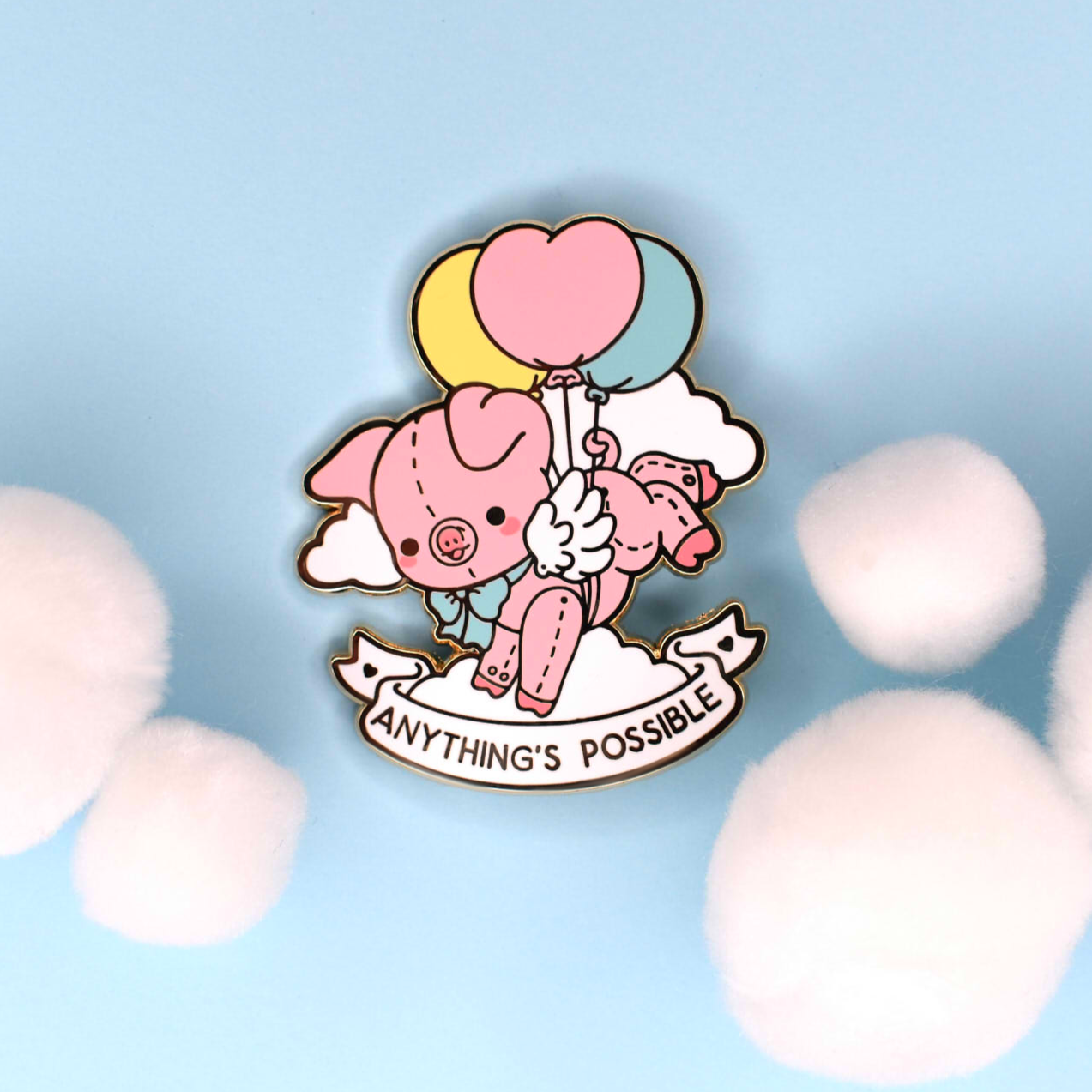 Anything's Possibly Flying Pig Enamel Lapel Pin