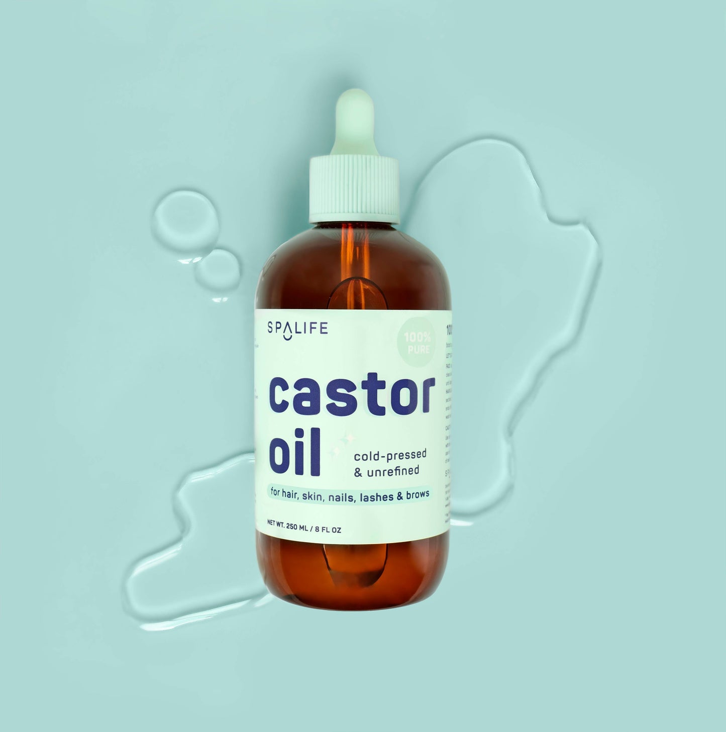 Castor Oil 100% Pure For Hair Skin Lashes- Mint Bottle