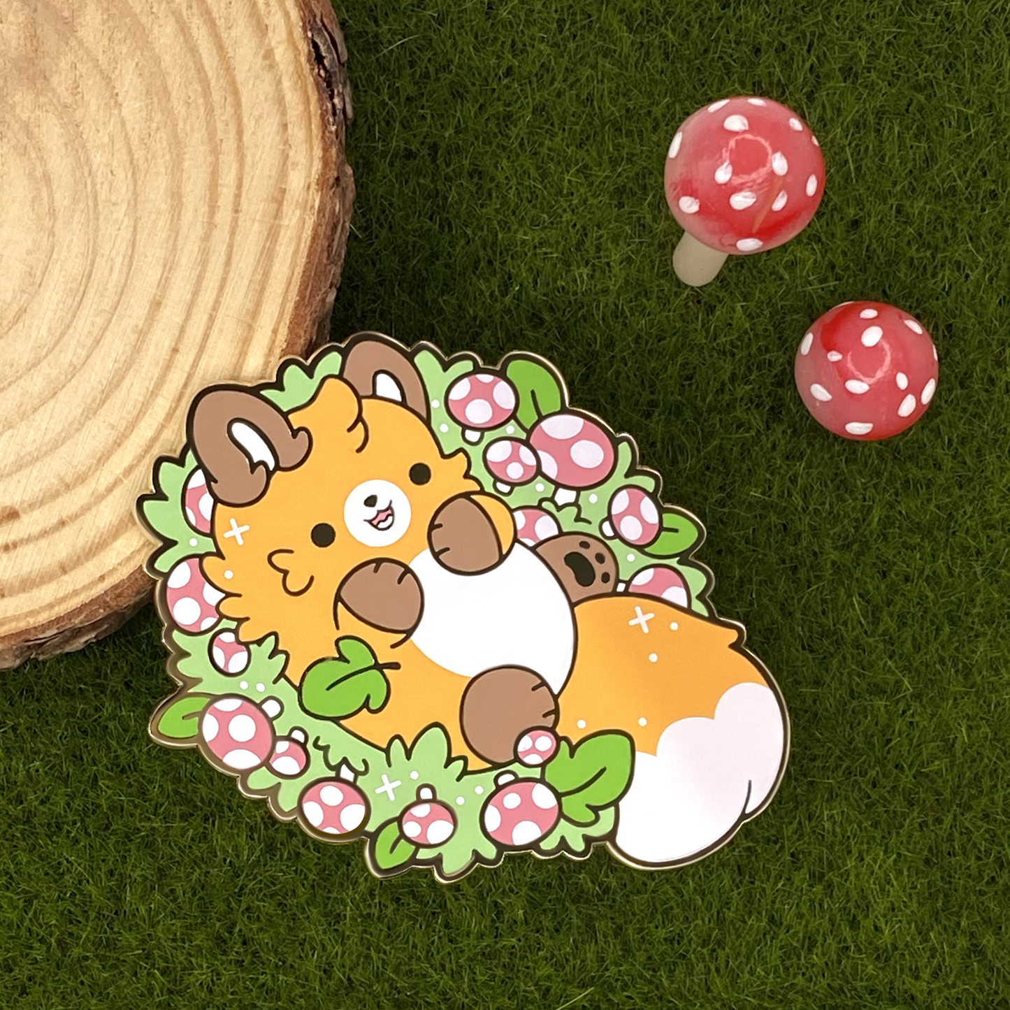 Fairy Ring Mushroom Fox Enamel Lapel Pin