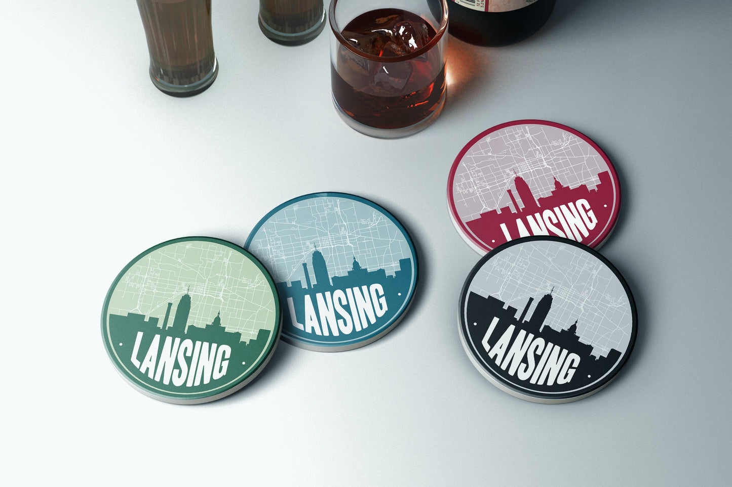 Lansing Michigan Coaster - Black