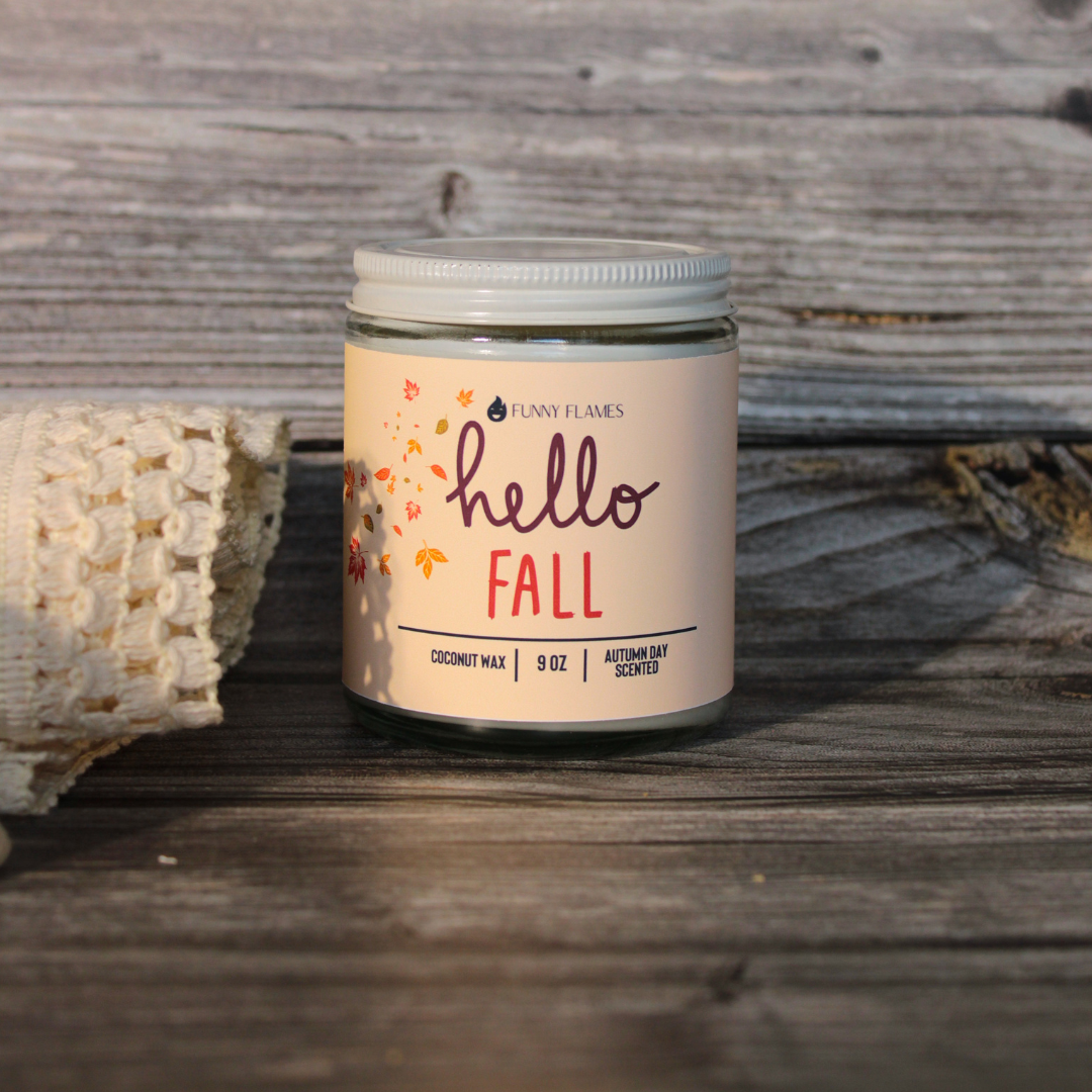 Hello Fall - fall and halloween scented candle gift for bff