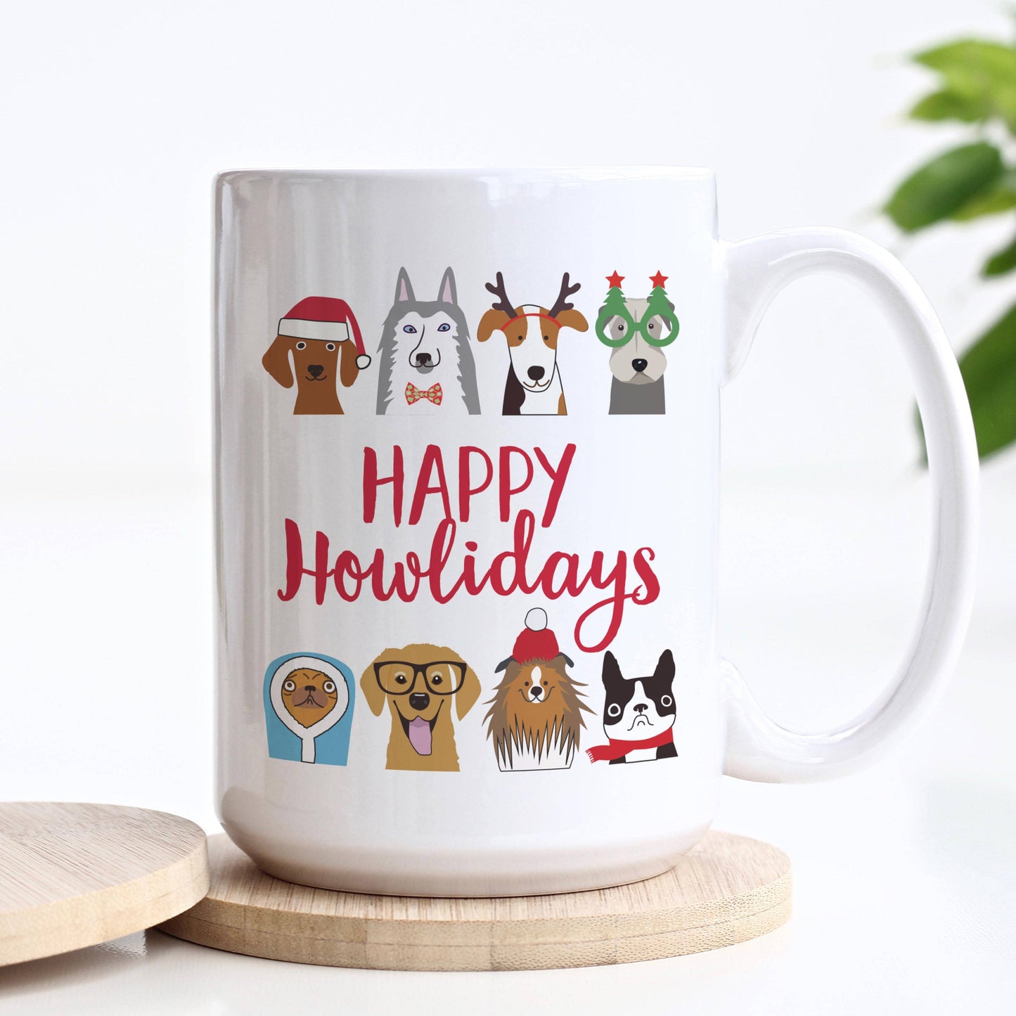 Happy Howlidays Funny Christmas Ceramic Mug: 11oz