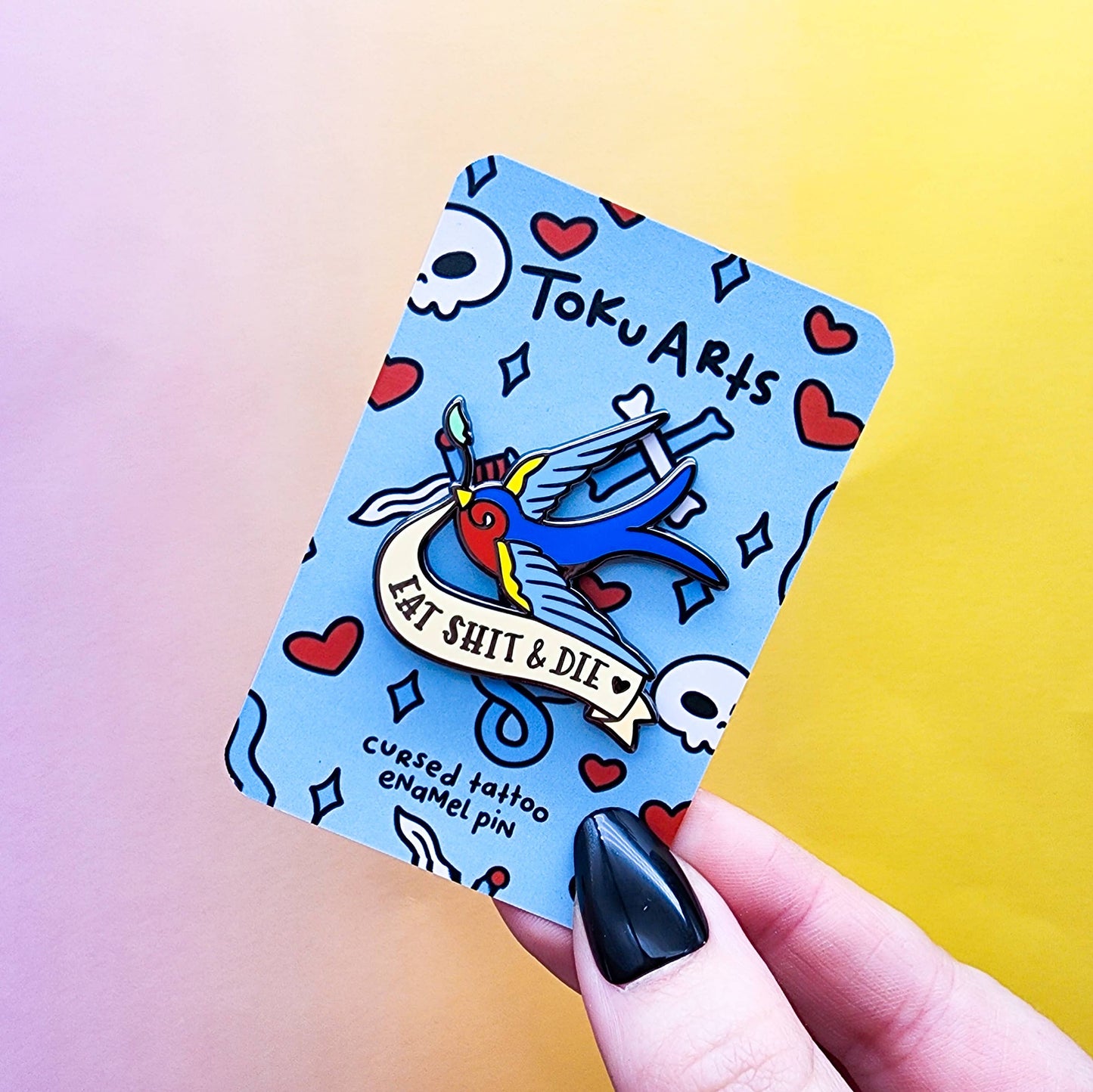 Swallow Tattoo Flash Enamel Pin
