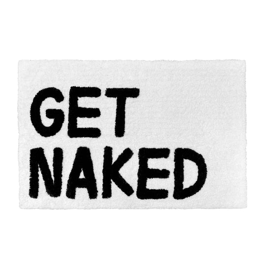 Get Naked Bath Mat - Non Slip Slogan Bathroom Rug: White/Black