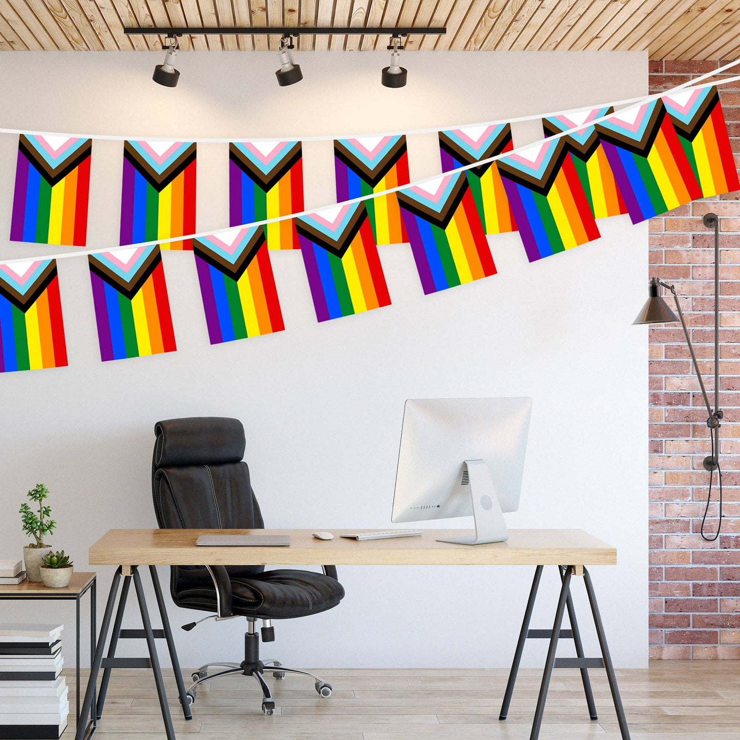 LGBTQ Progress Rainbow Pride Bunting Banner | Flag 8.2 x 5.5 Inch, Full String 33 Feet | Printed 150D Polyester, Decorations For Bar, School, Festival Events Celebration: Default Title / 8.2X5.5IN