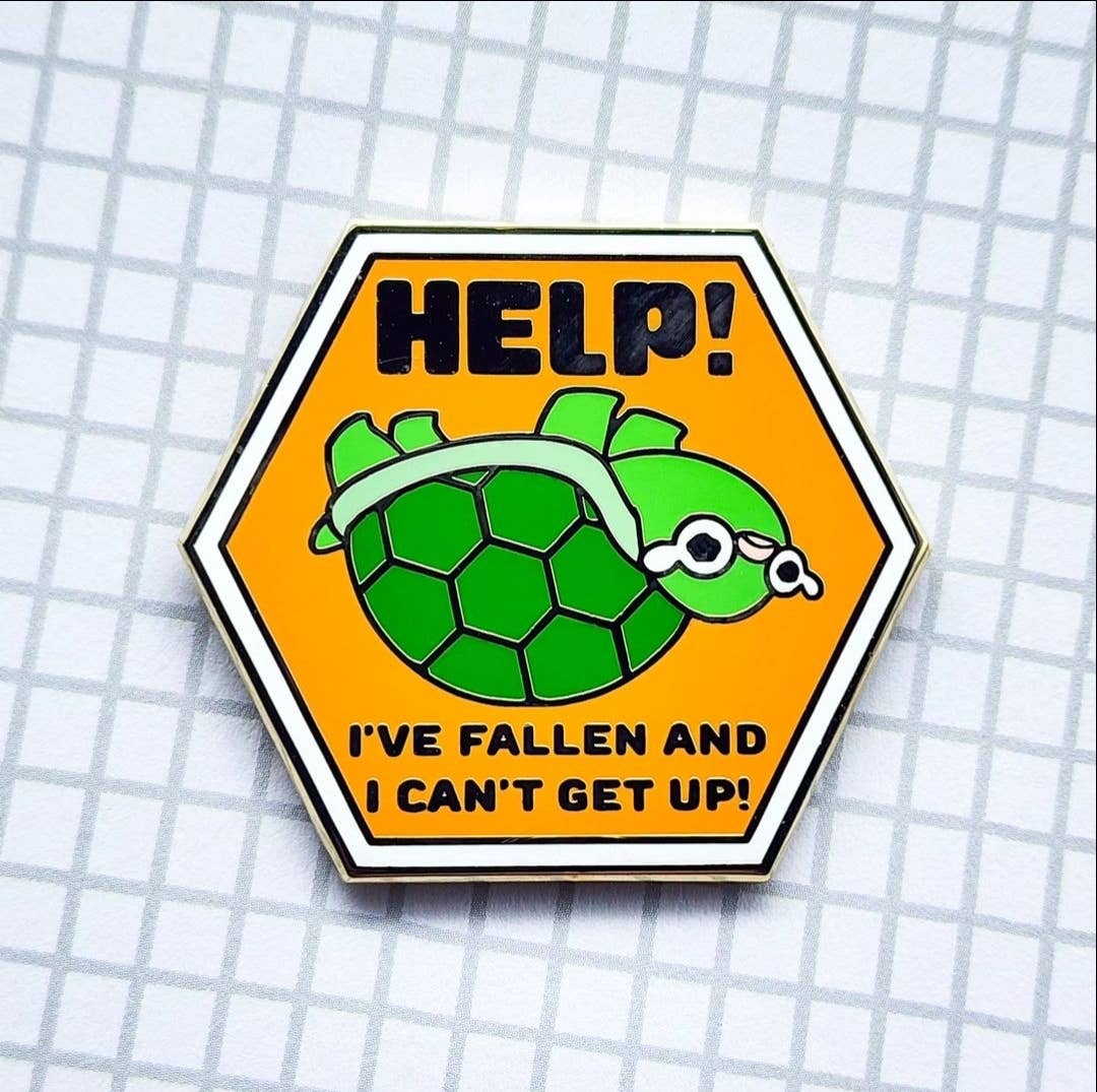 Flipped Turtle Enamel Pin