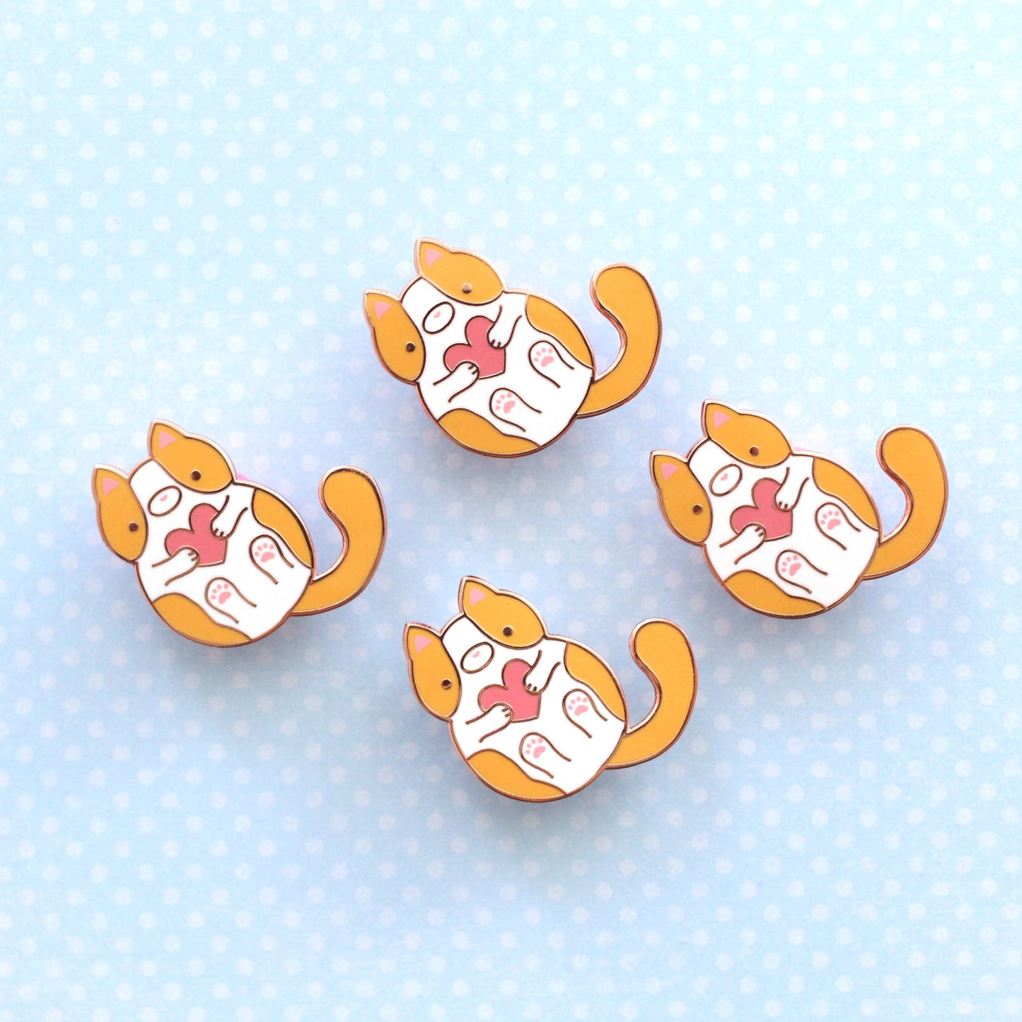 Orange and White Cat Lapel Pin. Kitten Enamel Pin