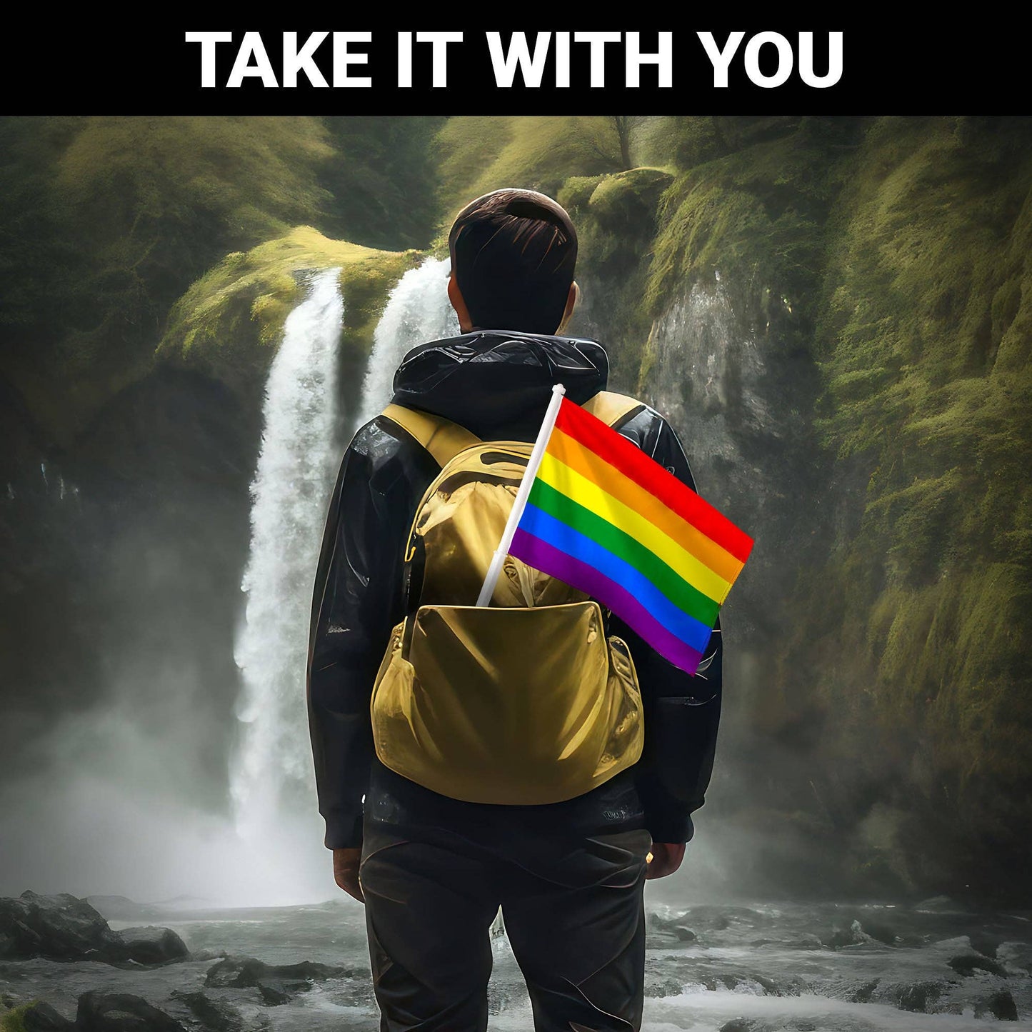 LGBTQ Rainbow Pride Car Flag | 11x17 In | Double LiteWeave Pro Series Double Sided Printed 150D Polyester | Flagpole Included/ 11X17IN