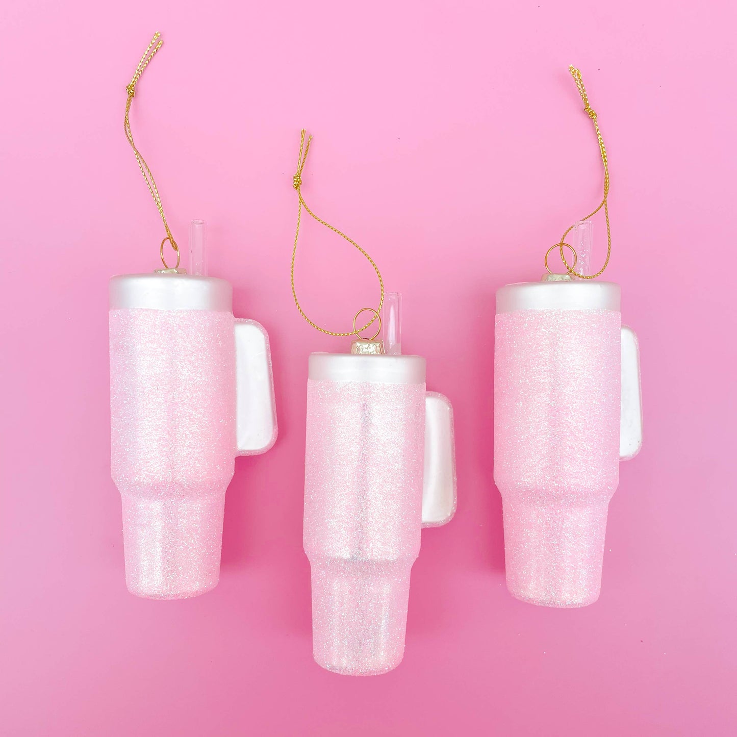 Pink Glittered Tumbler Ornament