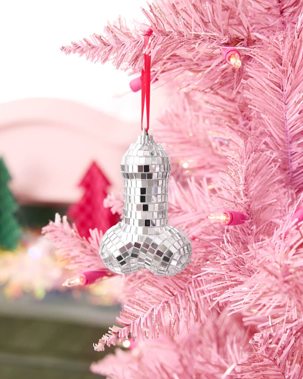 Disco Penis Ornament - silver disco ornament