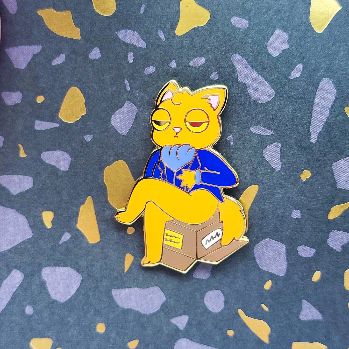 Orange Dapper Cat Enamel Pin