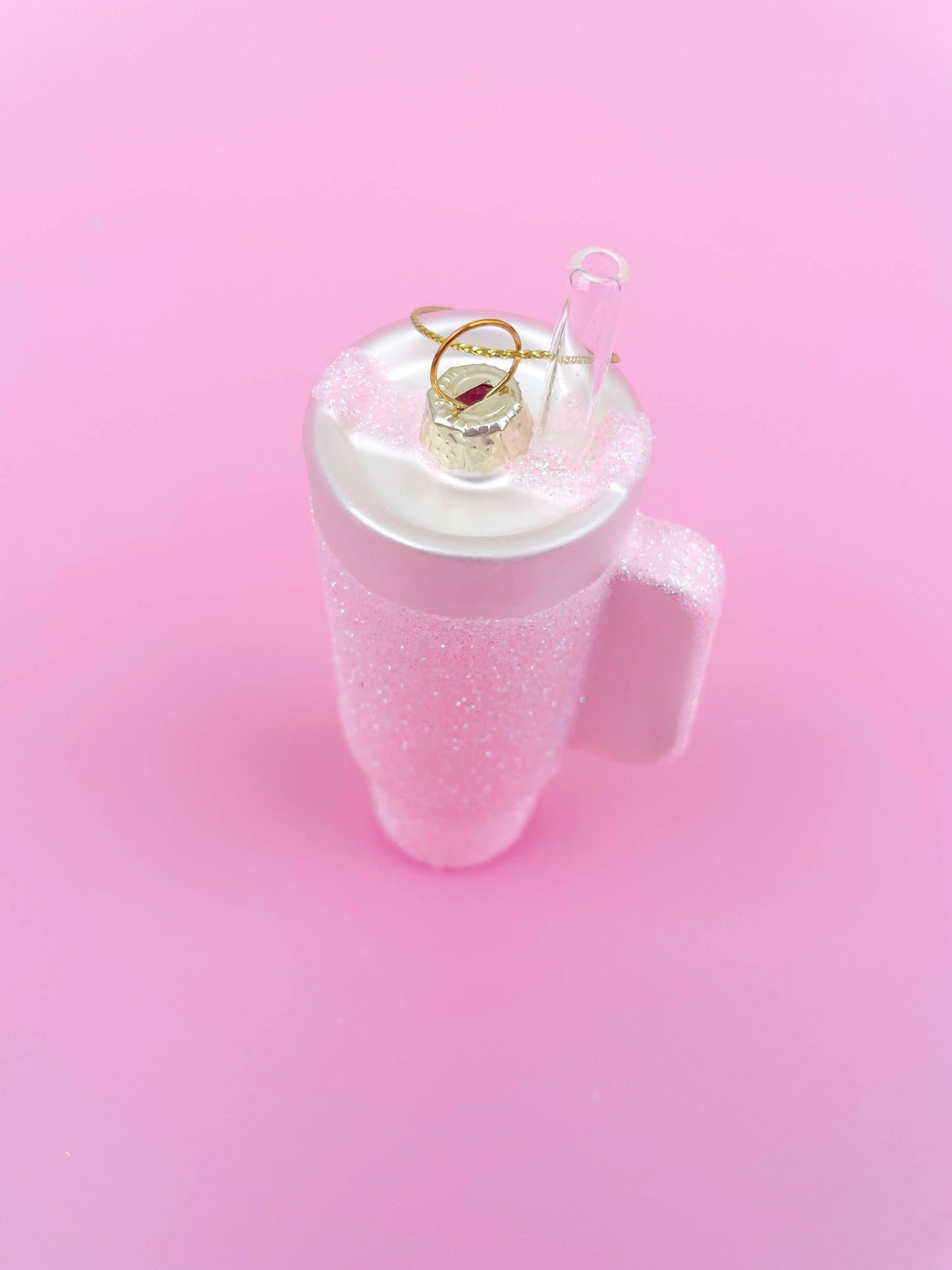 Pink Glittered Tumbler Ornament