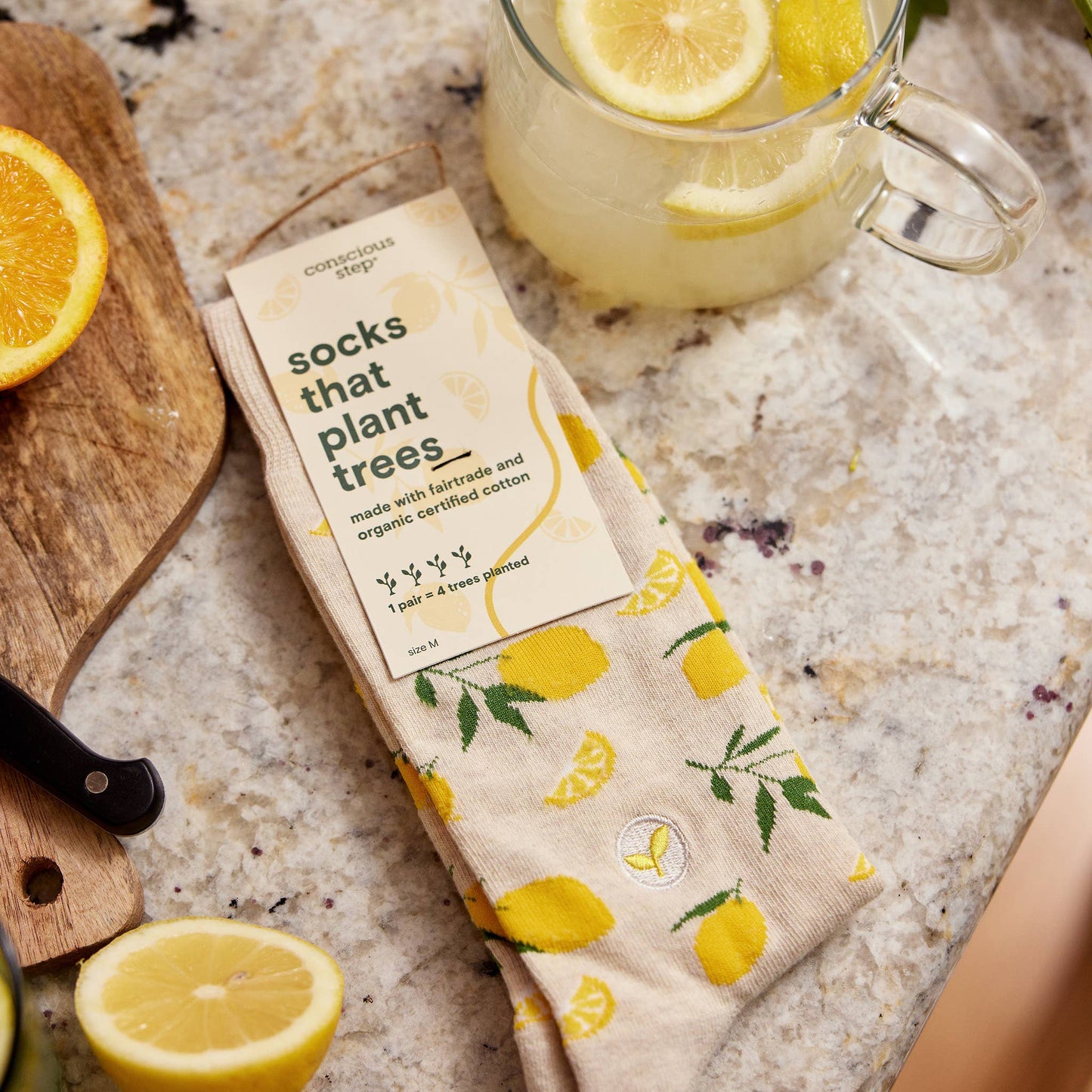 Socks that Plant Trees (Beige Lemons): Medium