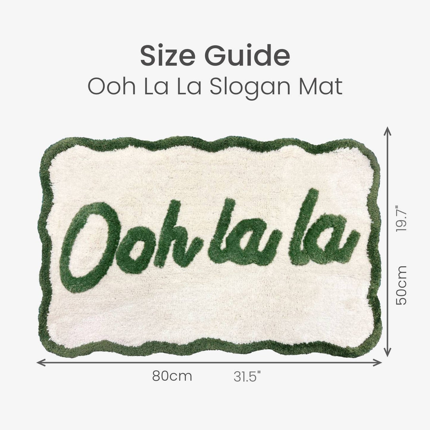 Ooh La La Slogan Scallop Bath Mat Non Slip - Scalloped Rug: Red/Pink