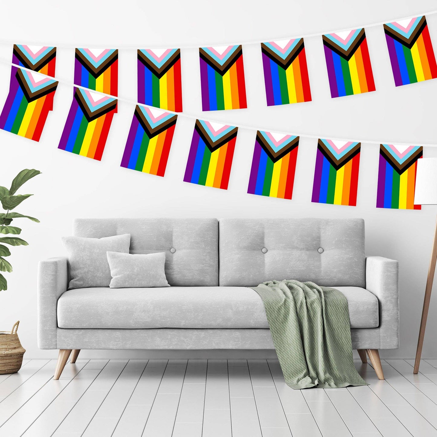 LGBTQ Progress Rainbow Pride Bunting Banner | Flag 8.2 x 5.5 Inch, Full String 33 Feet | Printed 150D Polyester, Decorations For Bar, School, Festival Events Celebration: Default Title / 8.2X5.5IN