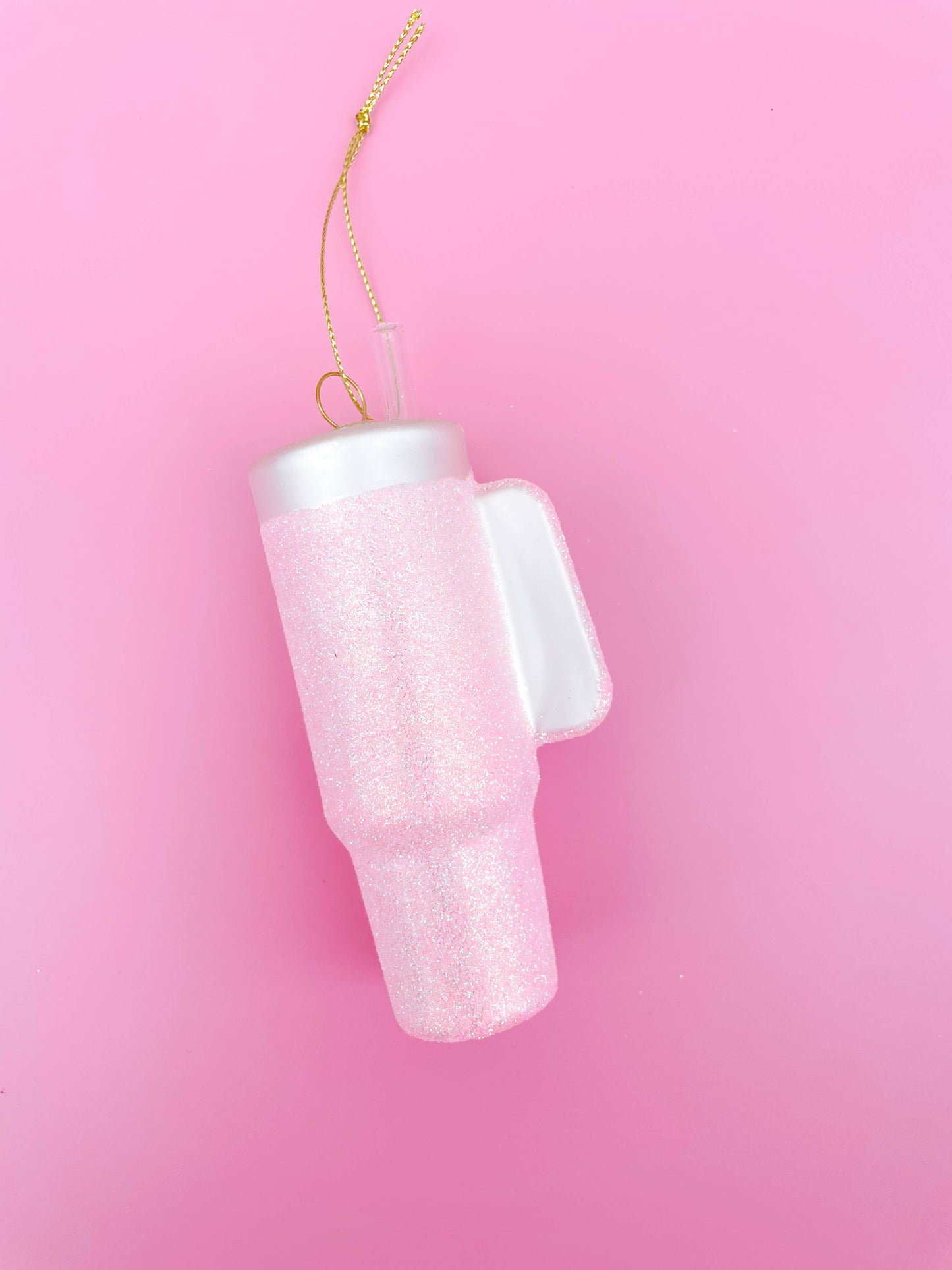 Pink Glittered Tumbler Ornament