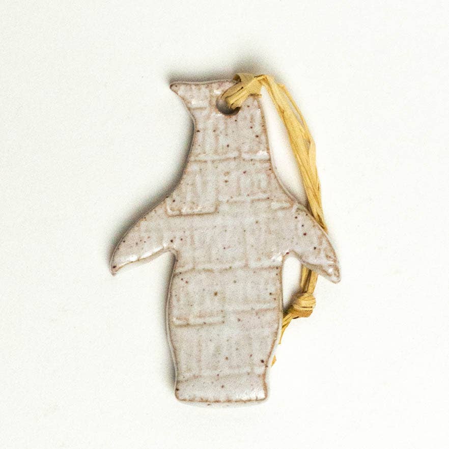 Penguin Shaped Stoneware Ceramic Ornaments Handmade in Ohio