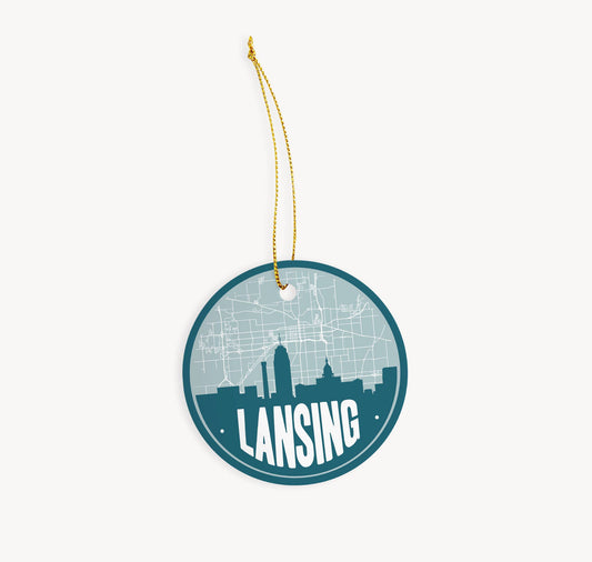Lansing Michigan map ornament | Multiple colors
