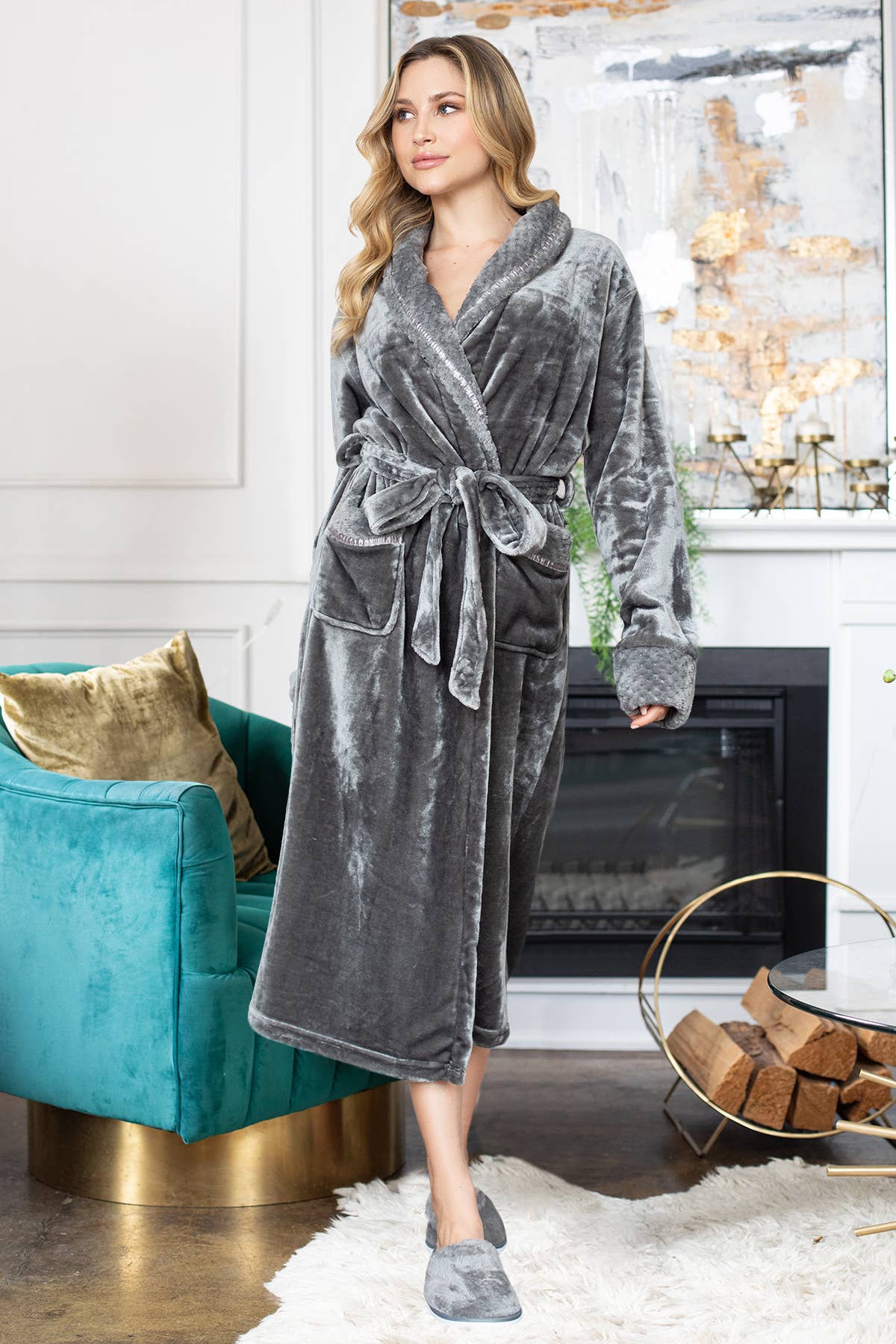 ladies long fluffy dressing gown Women's Yellow Fluffy Dressing Gown Warm & Cosy Loungewear