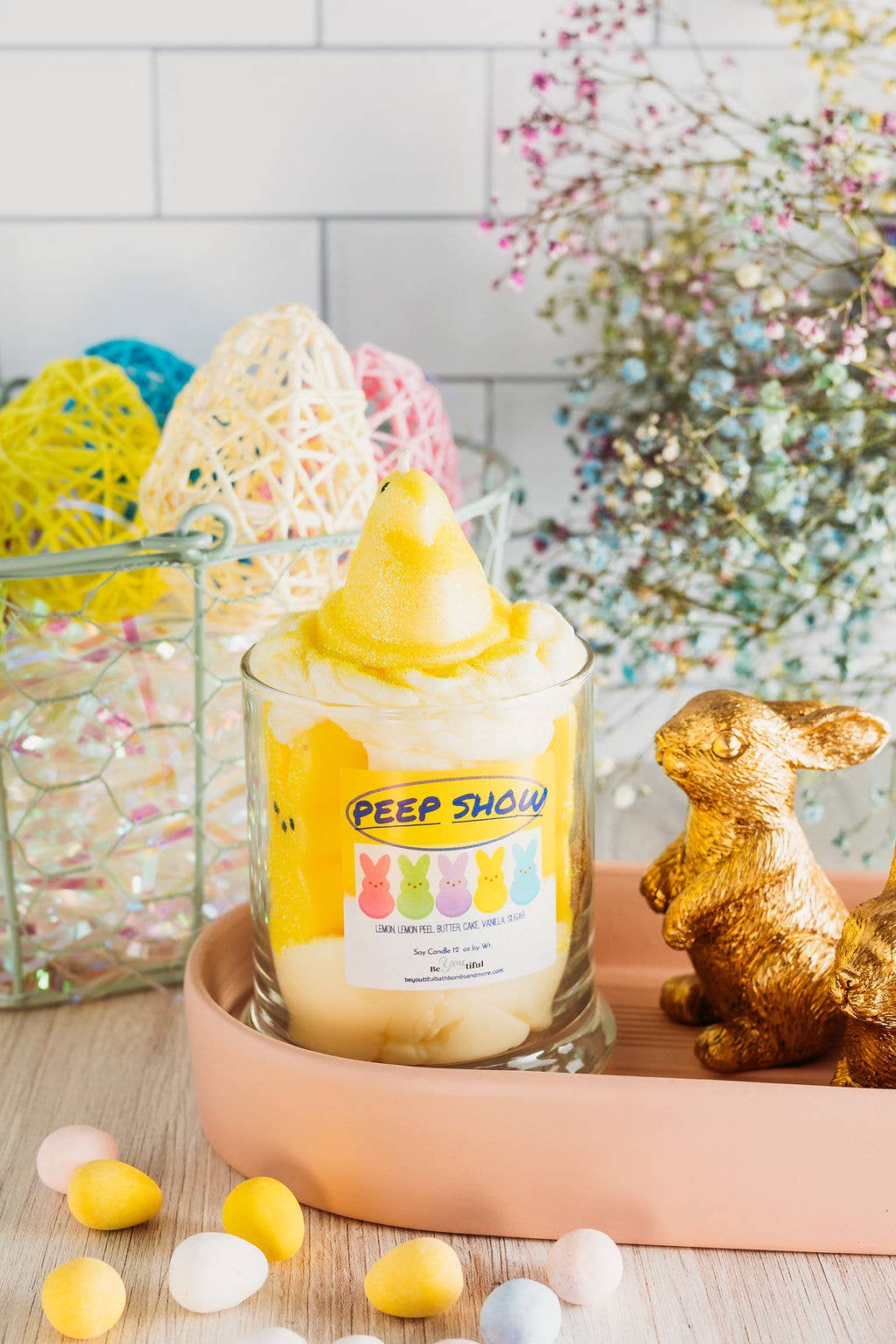 Yellow Peep Dessert Candle