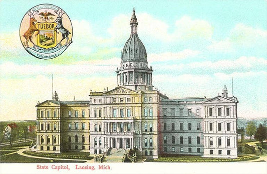 MI-12 State Capitol, Lansing - Vintage Image, Magnet