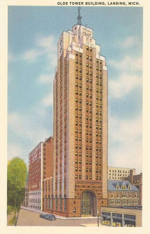 Boji Tower, Olds Tower Building, Lansing - Vintage Image, Magnet