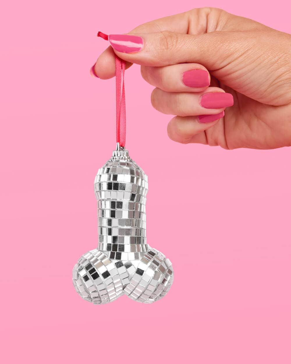 Disco Penis Ornament - silver disco ornament