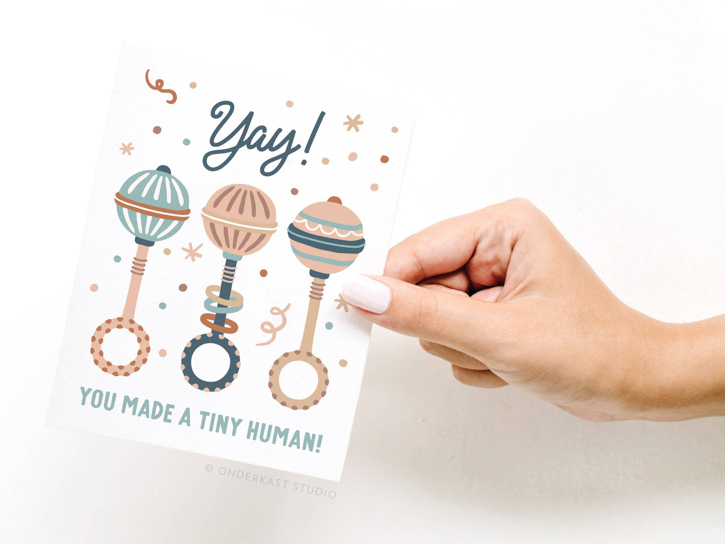 You Made a Tiny Human Baby Rattles Greeting Card