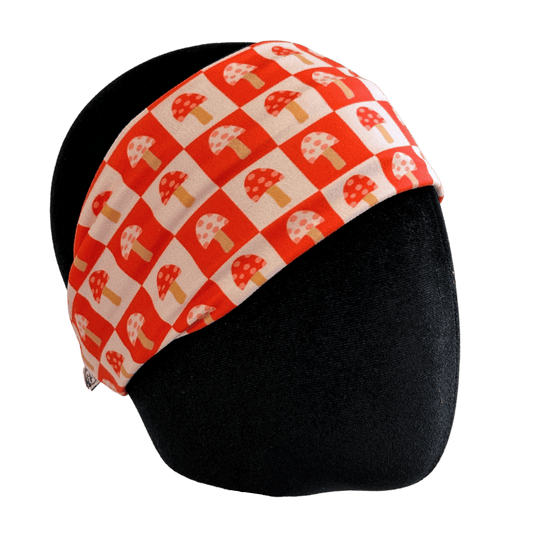 Red Checkered Mushrooms Stretch Headband