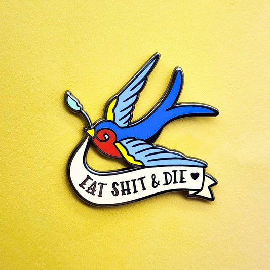 Swallow Tattoo Flash Enamel Pin