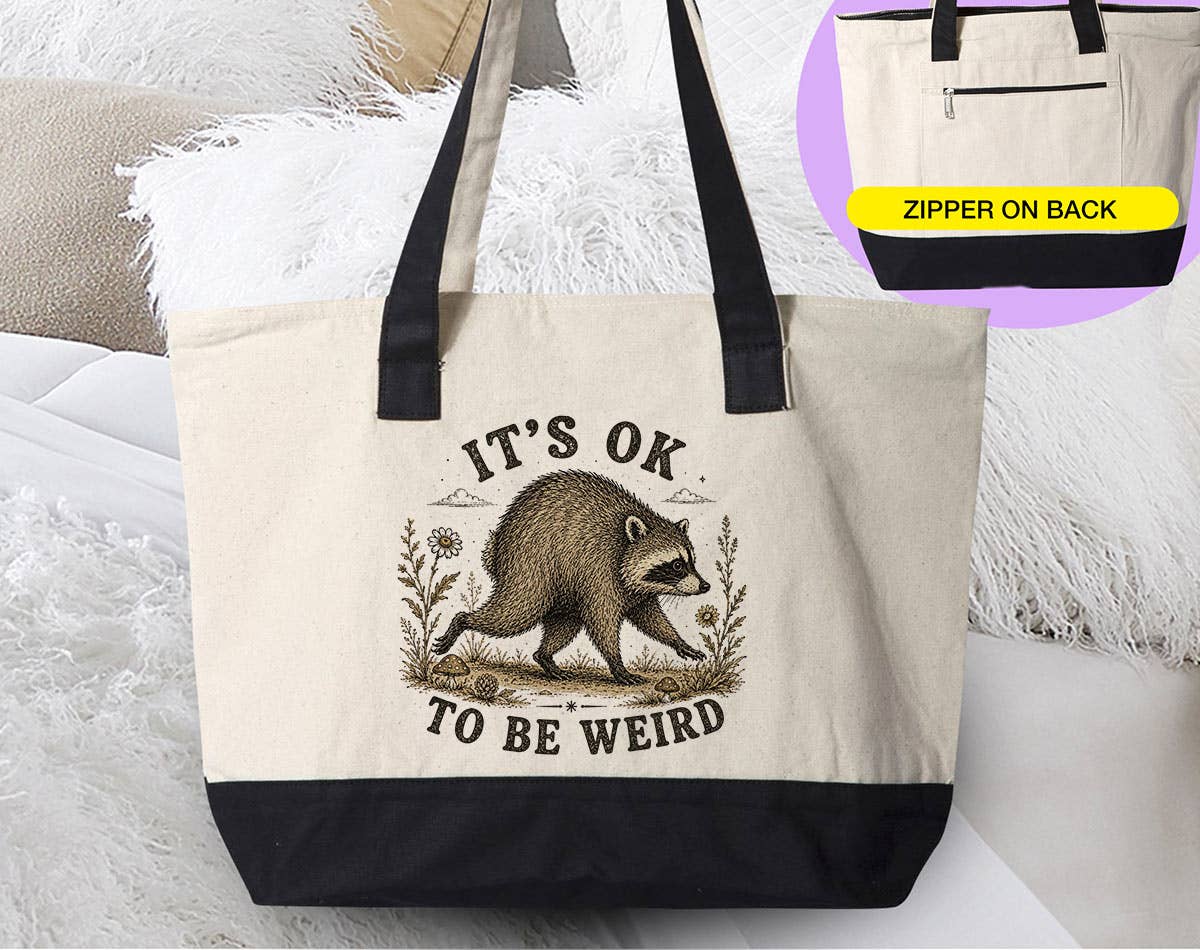 It's Okay To Be Weird Jimothy Raccoon Canvas Tote Bag