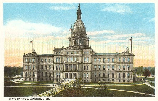 State Capitol, Lansing - Vintage Image, Postcard