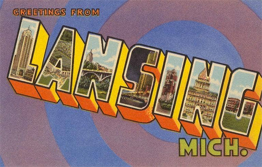 MI-444 Greetings from Lansing - Vintage Image, Art Print