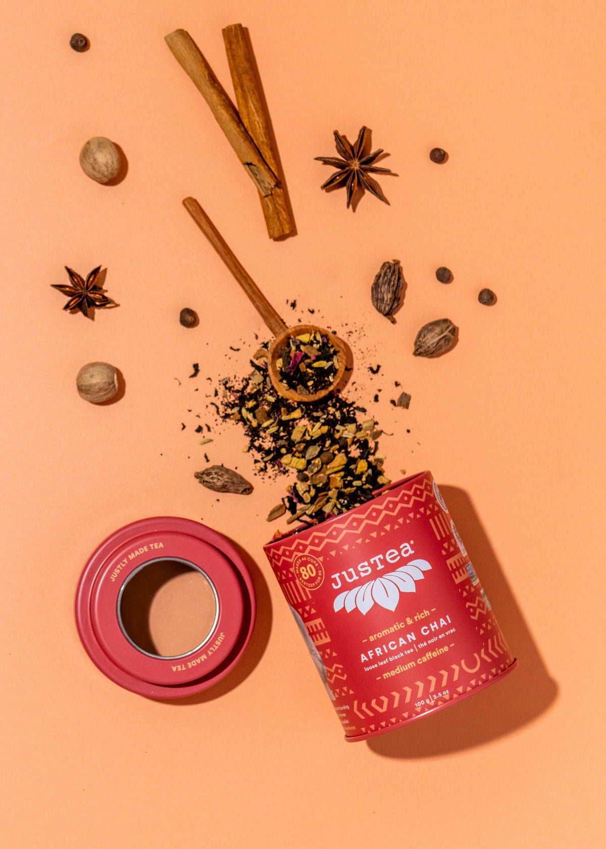 African Chai Tin & Spoon - Organic, Fair-Trade, Black Tea