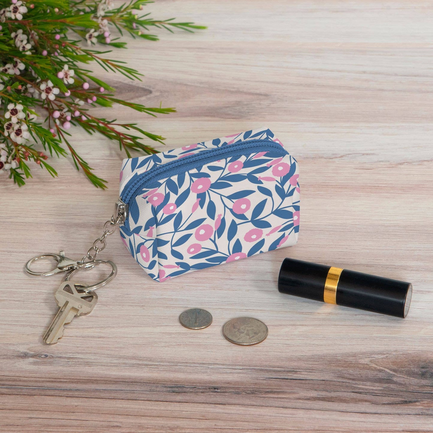 Blushing Dahlias Key Chain Pouch