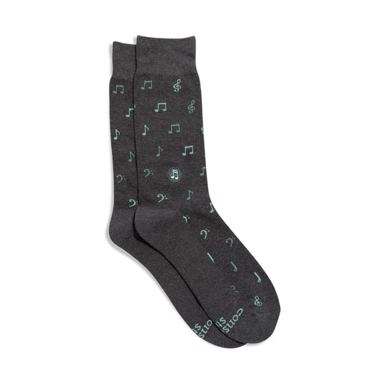 Socks that Support Music (Gray Music Notes